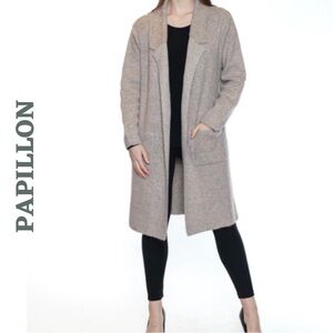Papillon Taupe Coatigan Long Cardigan Sweater Large
